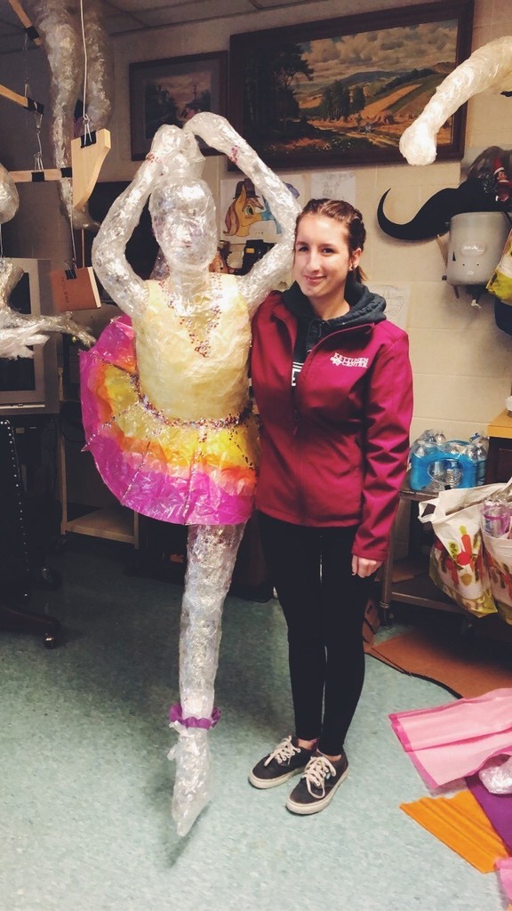 Kori Draper and her ice figure skater tape sculpture